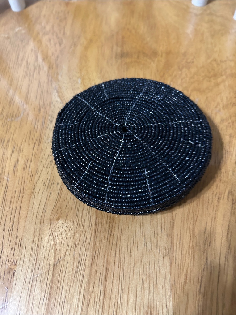 Handmade Black Beaded Round Coasters — Set of 6